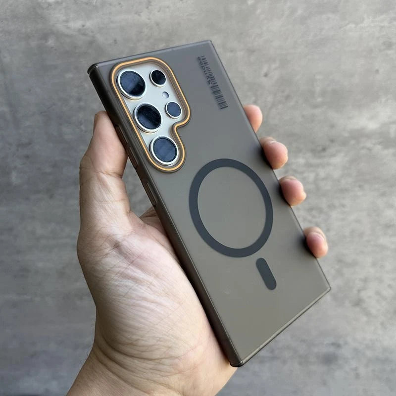 Luxury Mat Magnetic Wireless Charge Magsafe Case for Samsung S24 S23 S22 S25 Ultra Note 20 Slim Lable Cover for Galaxy S25 Plus